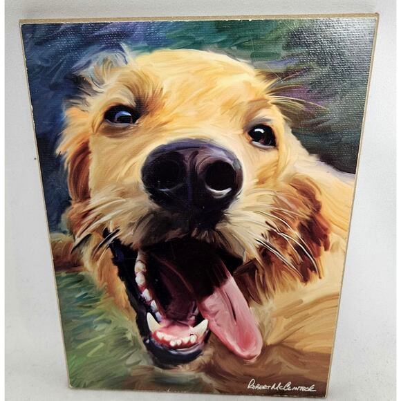 Robert McClintock Dog Wall Art Golden Retriever Labrador Retriever Set/2 Wooden - Picture 2 of 8